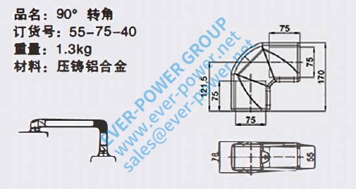 90度角55-75-40平局